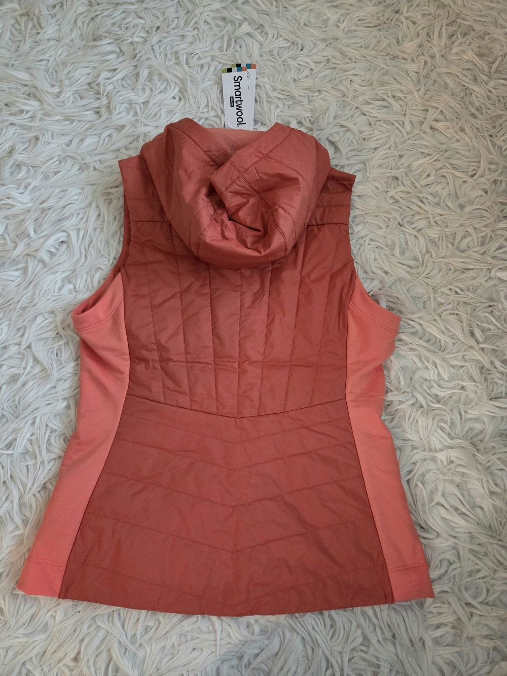 SmartWool Smartloft Vest Womens XS Coral Reef Merino Wool Zip Lightweight Hooded - Picture 3 of 5